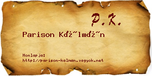 Parison Kálmán névjegykártya